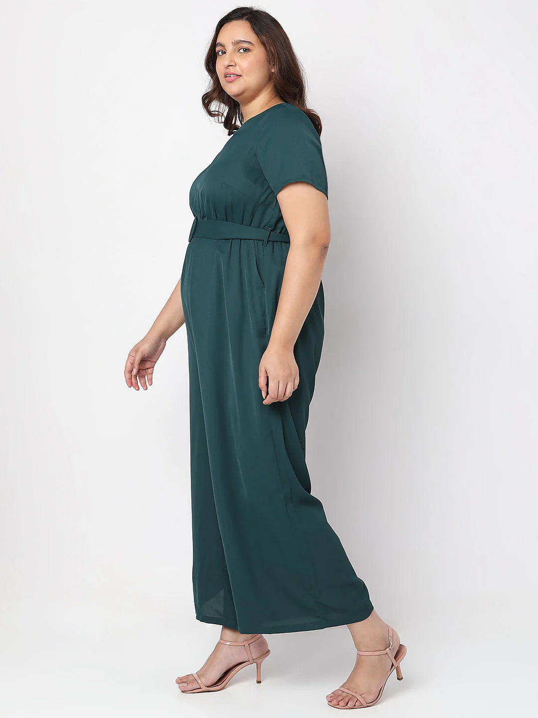 Curve Green Belted Jumpsuit - Image 3