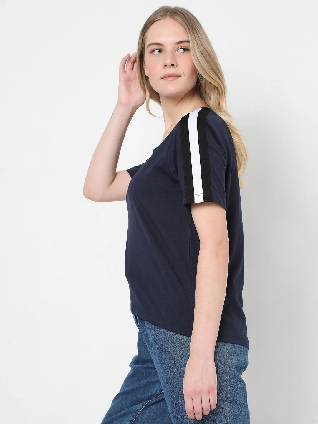 Blue Solid T-Shirt - Image 3