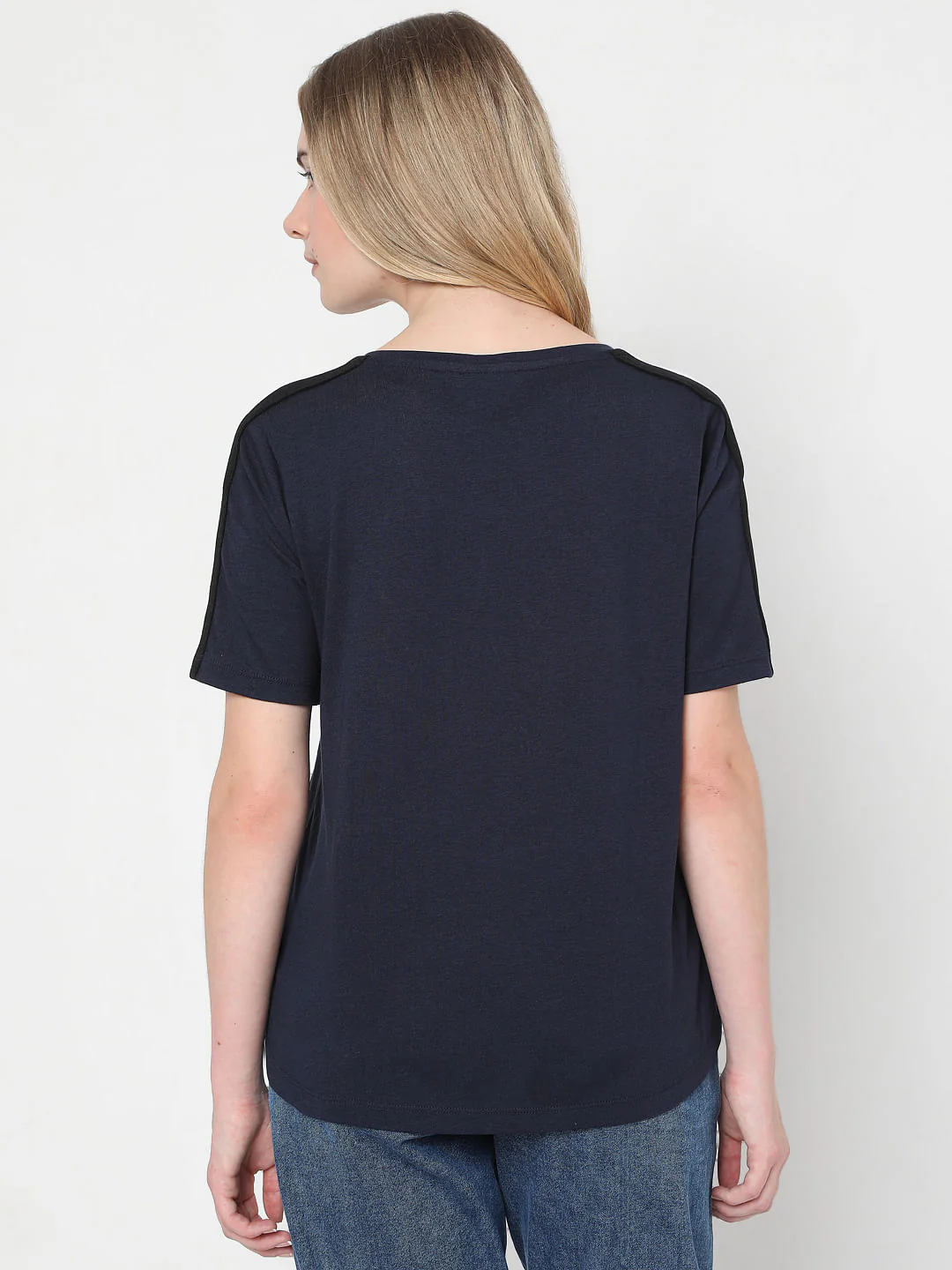 Blue Solid T-Shirt - Image 4