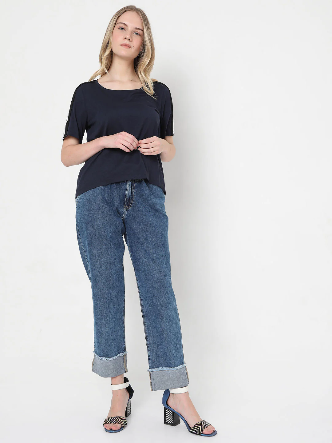 Blue Solid T-Shirt - Image 5