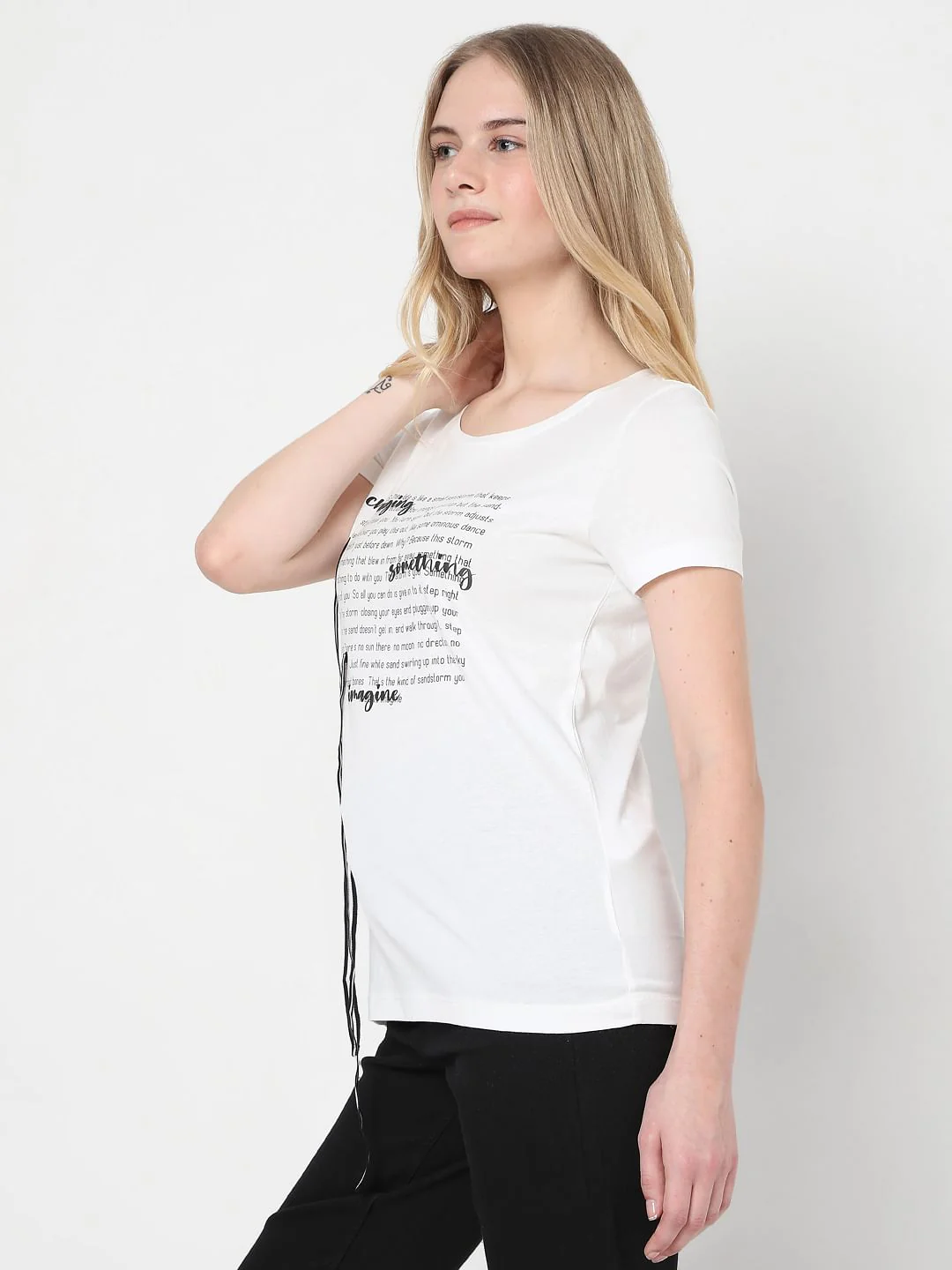 White Slogan Print T-Shirt - Image 3