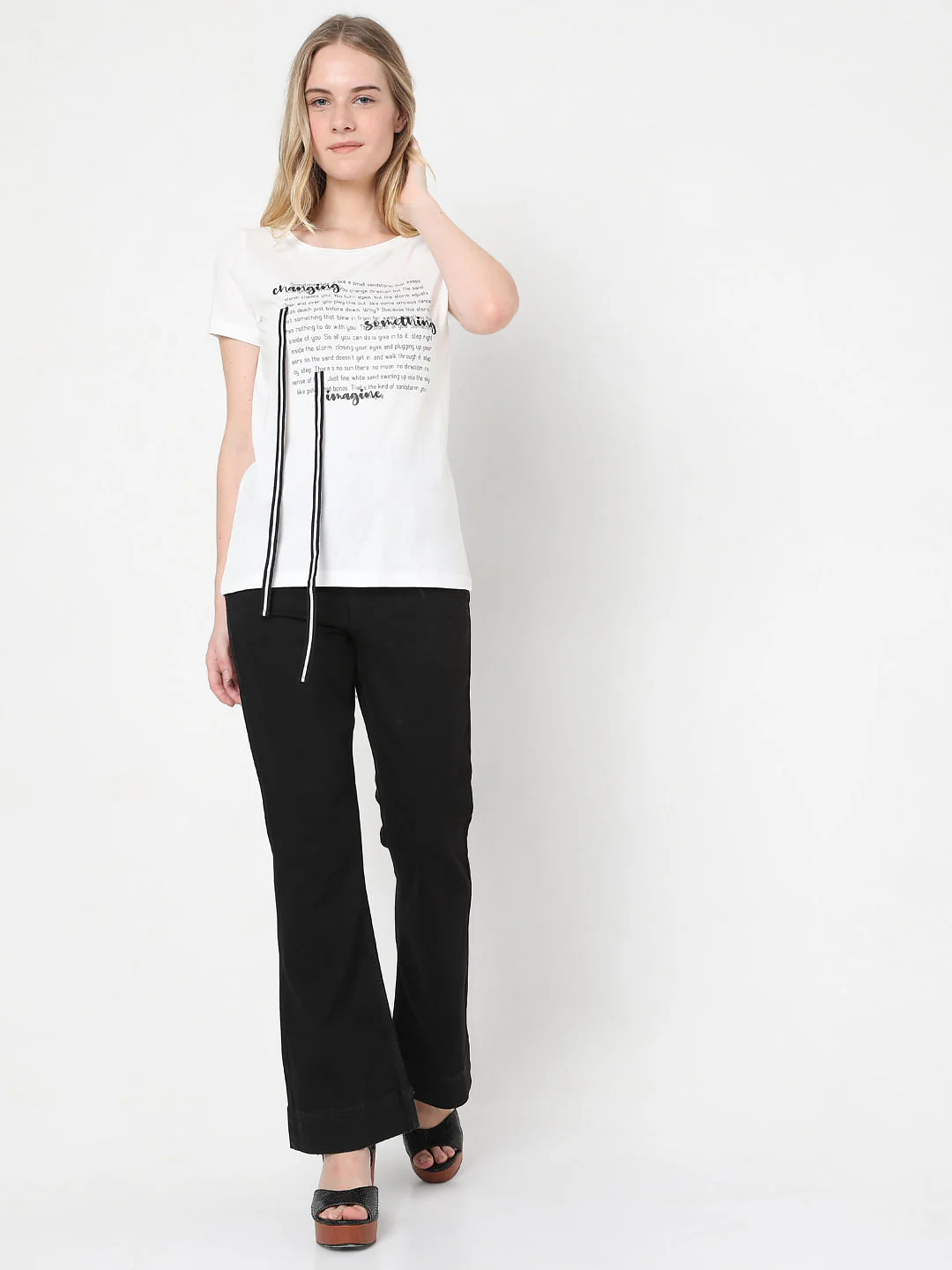 White Slogan Print T-Shirt - Image 5