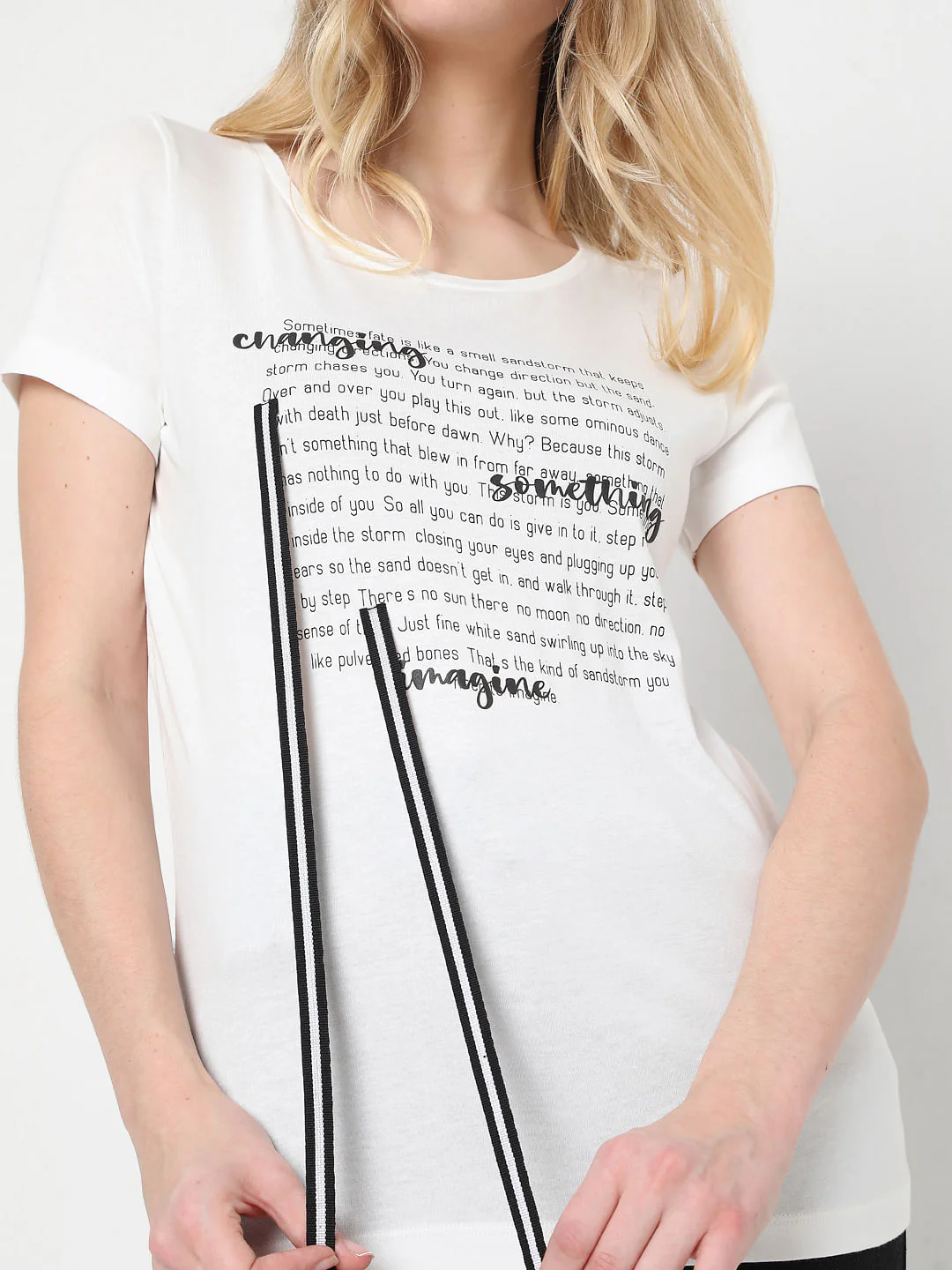 White Slogan Print T-Shirt - Image 6