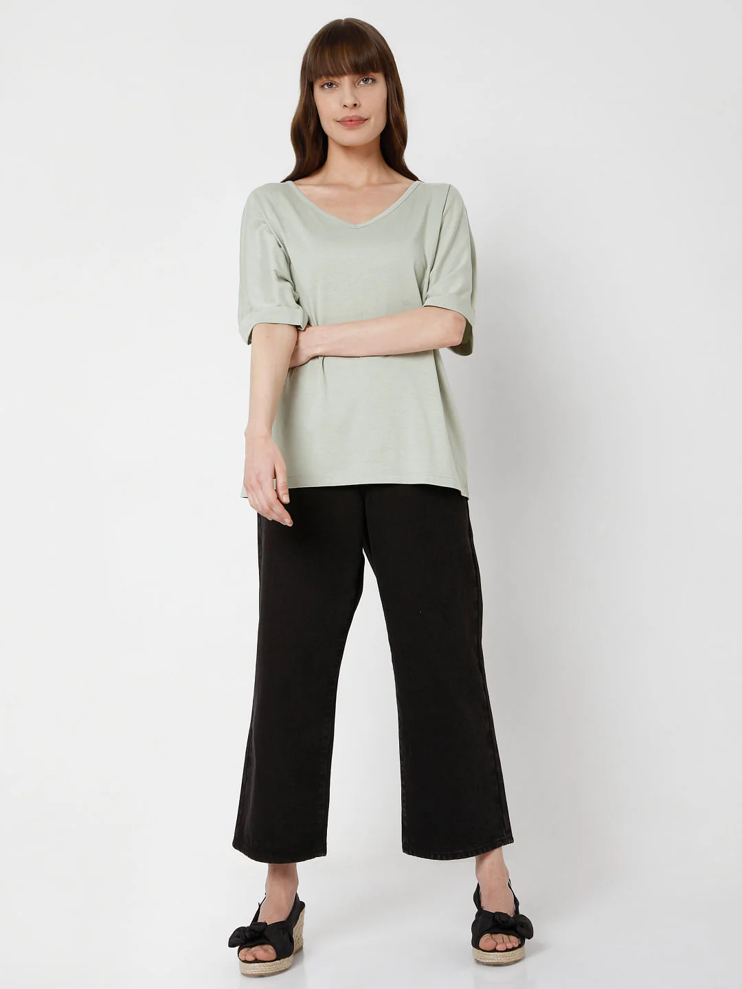 Green V Neck T-Shirt - Image 5