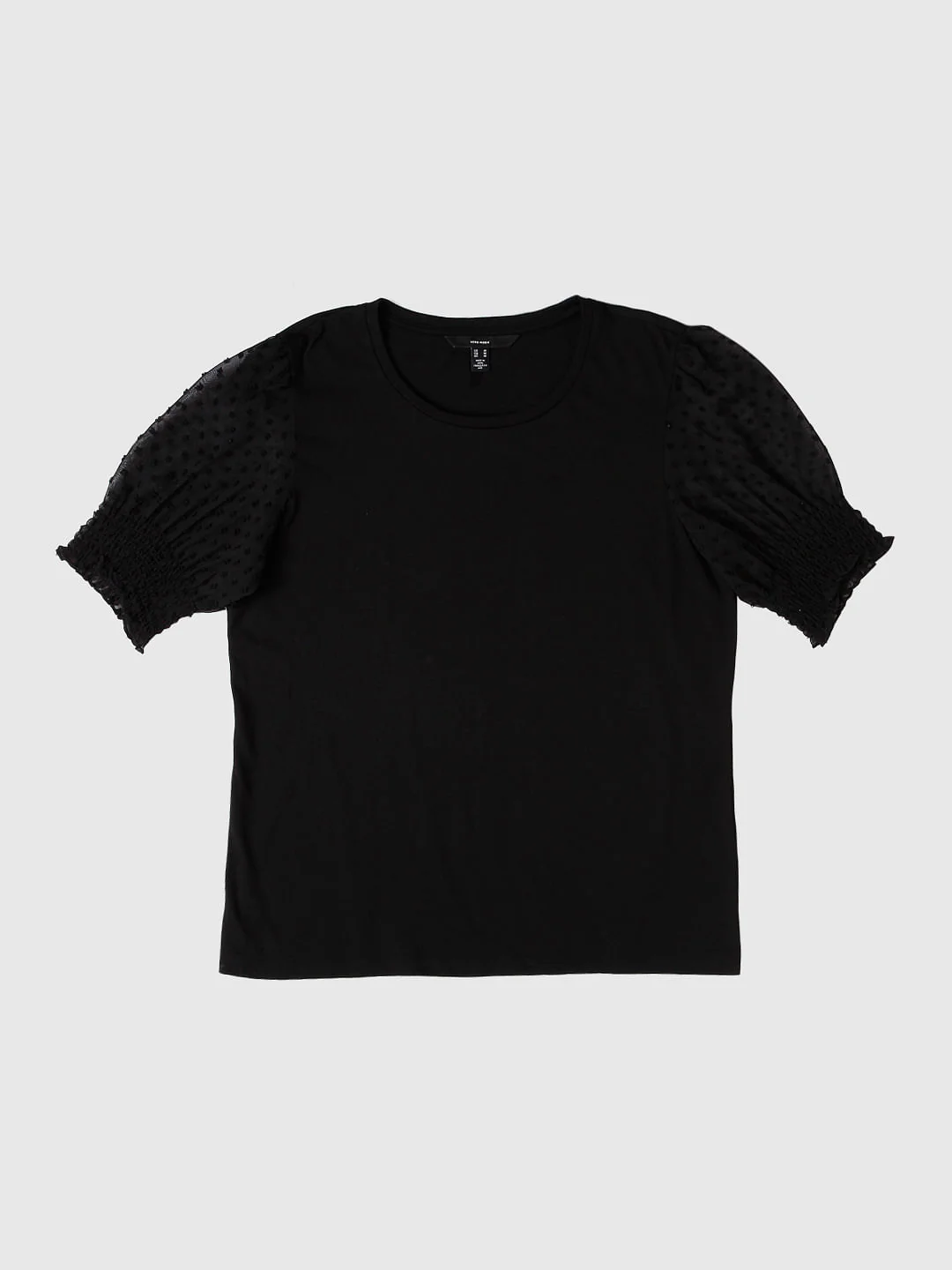 Black Dobby Puff Sleeves Top - Image 7
