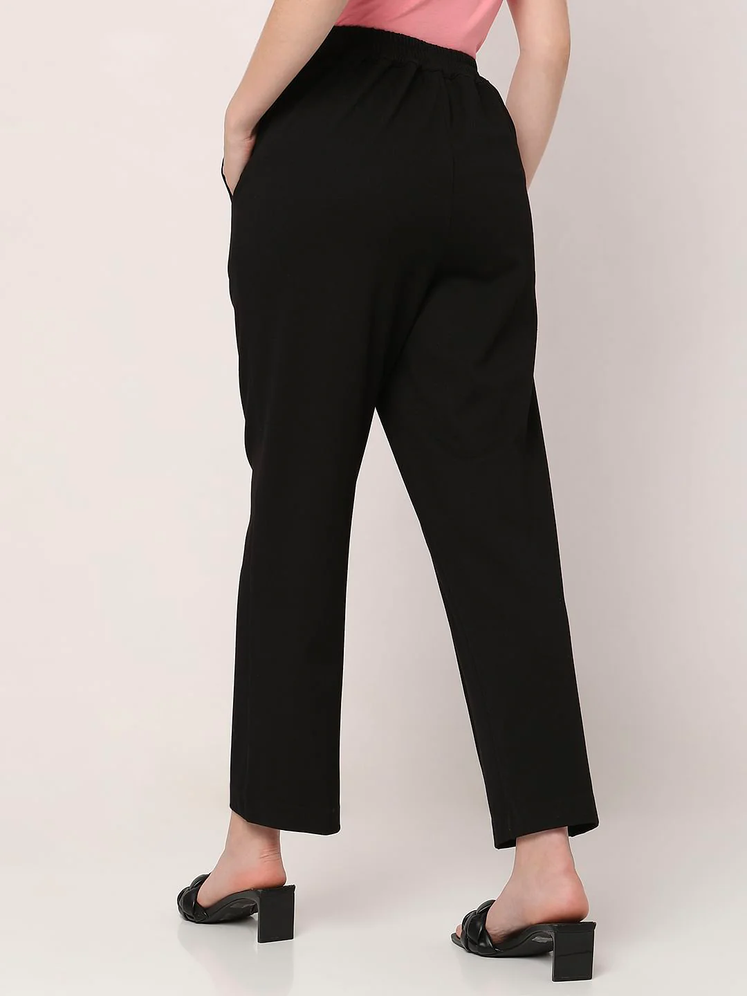 Black High Rise Straight Fit Pants - Image 4