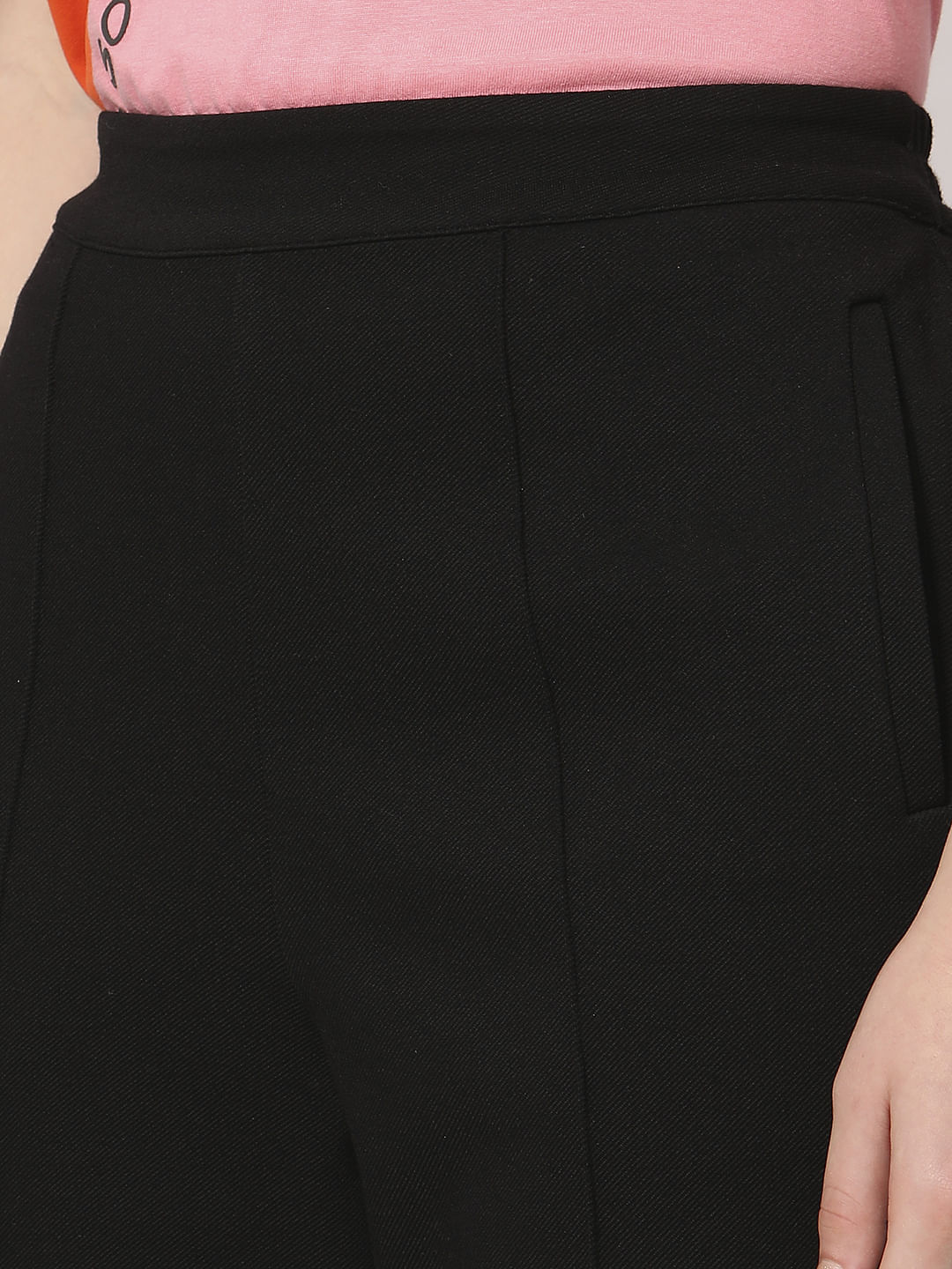 Black High Rise Straight Fit Pants - Image 8