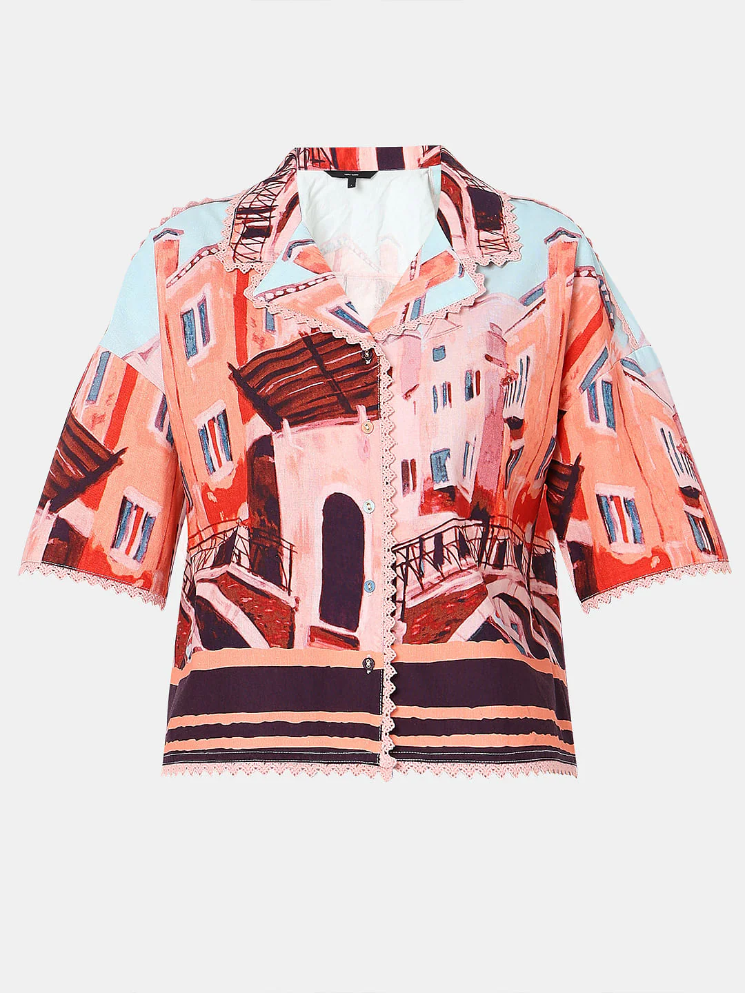 Pink Amalfi Coast Print Shirt - Image 7
