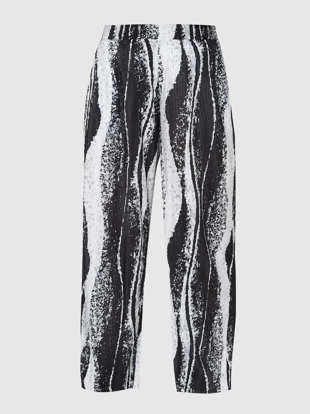 Curve Black Printed Pleated Co-Ord Set Pants - Image 7