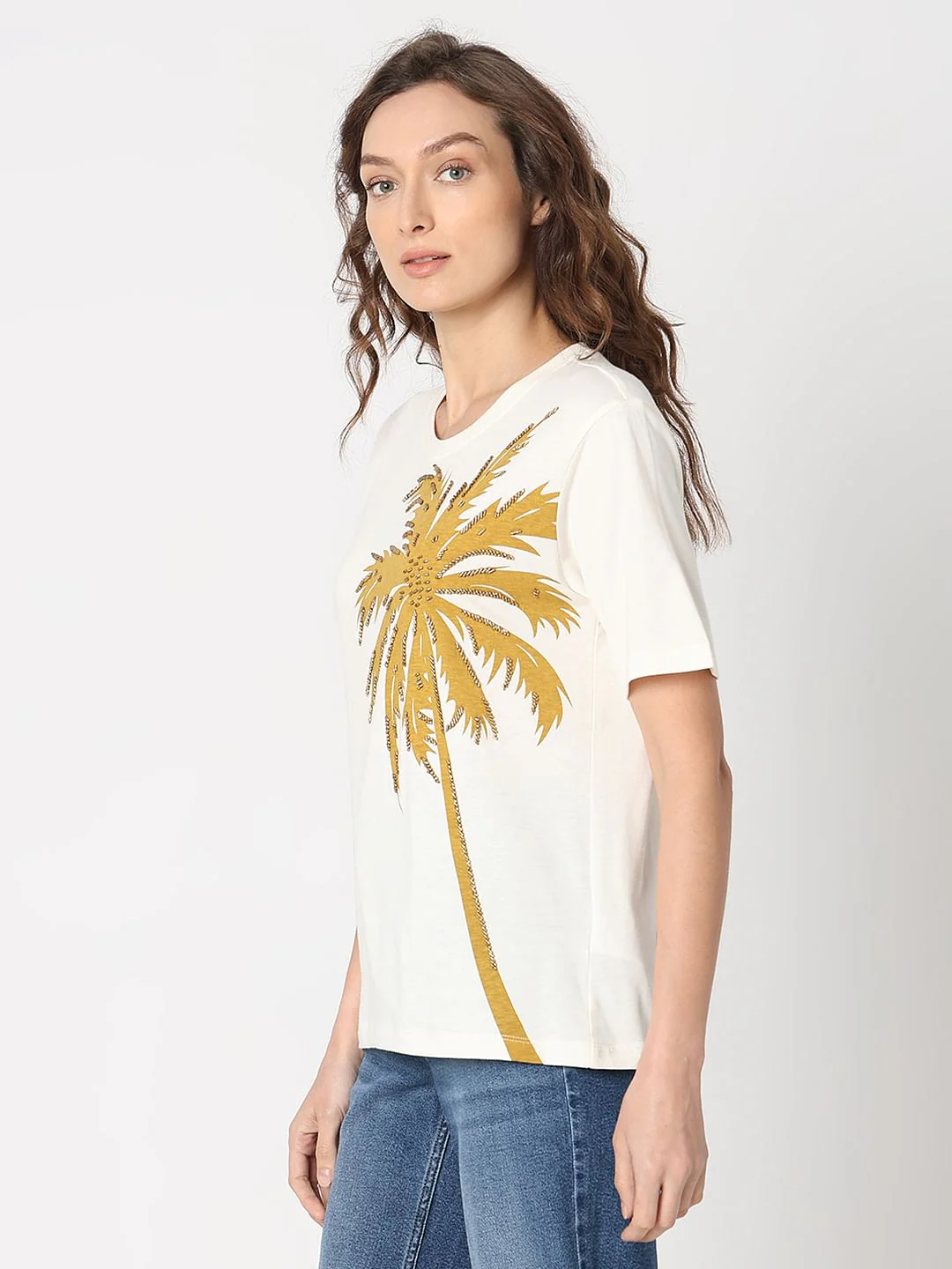 White Palm Print T-Shirt - Image 3