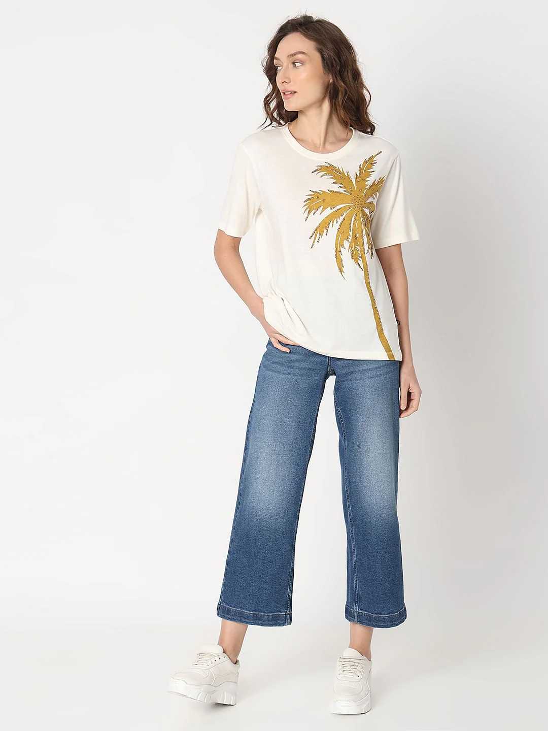 White Palm Print T-Shirt - Image 5