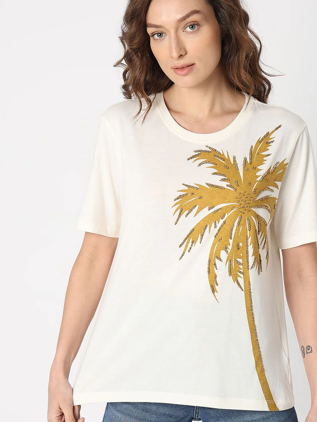 White Palm Print T-Shirt - Image 6
