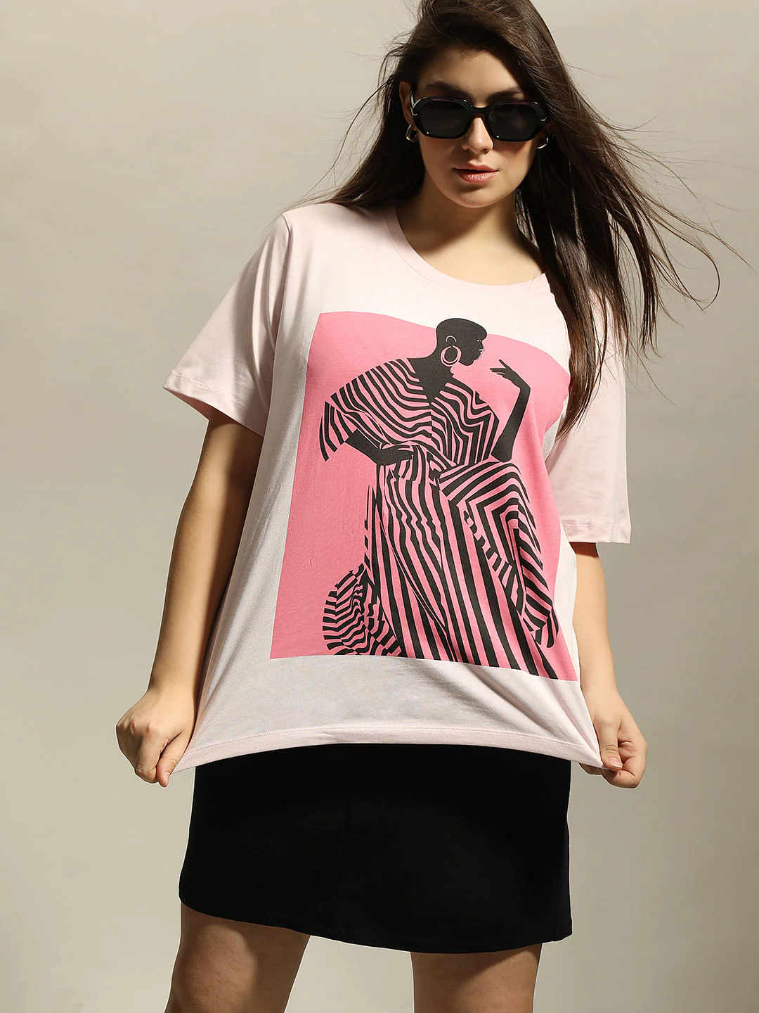 Curve Lilac Graphic Print T-Shirt