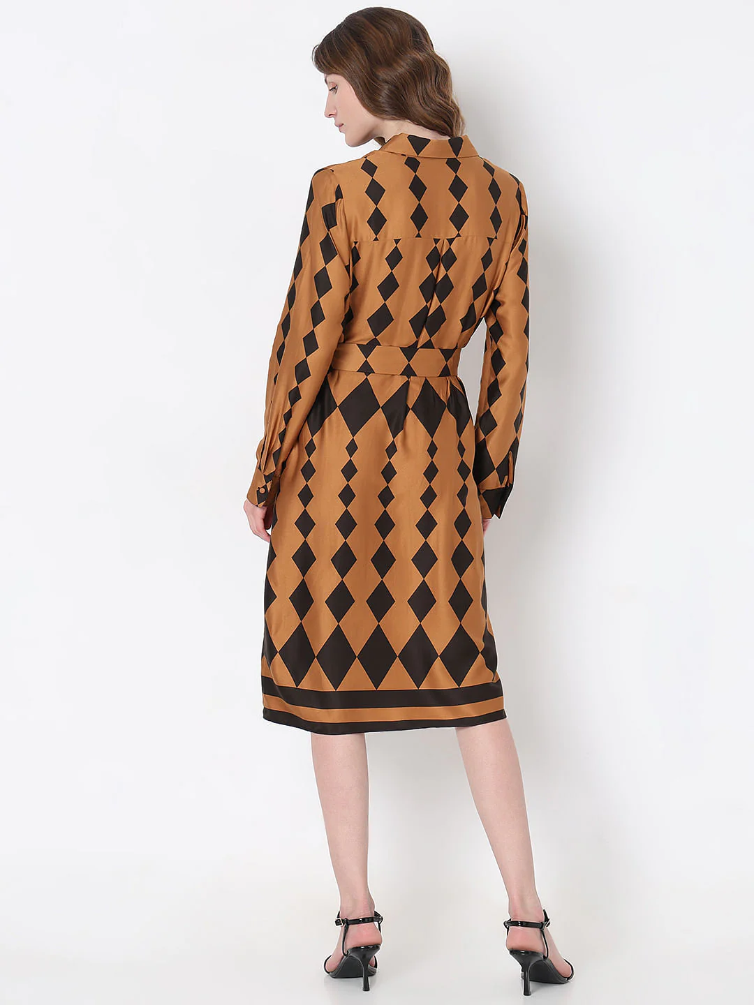 Brown Printed Shirt Dress - Image 4