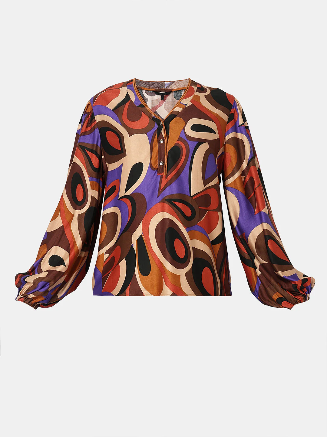 Brown Abstract Print Top - Image 7
