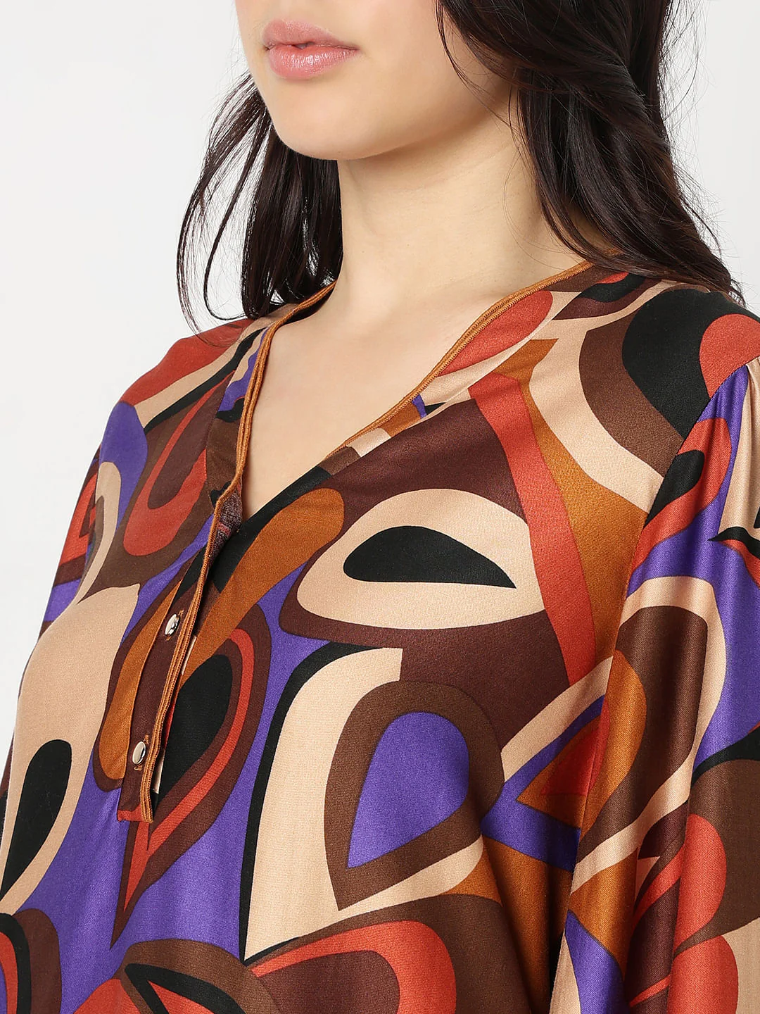 Brown Abstract Print Top - Image 8