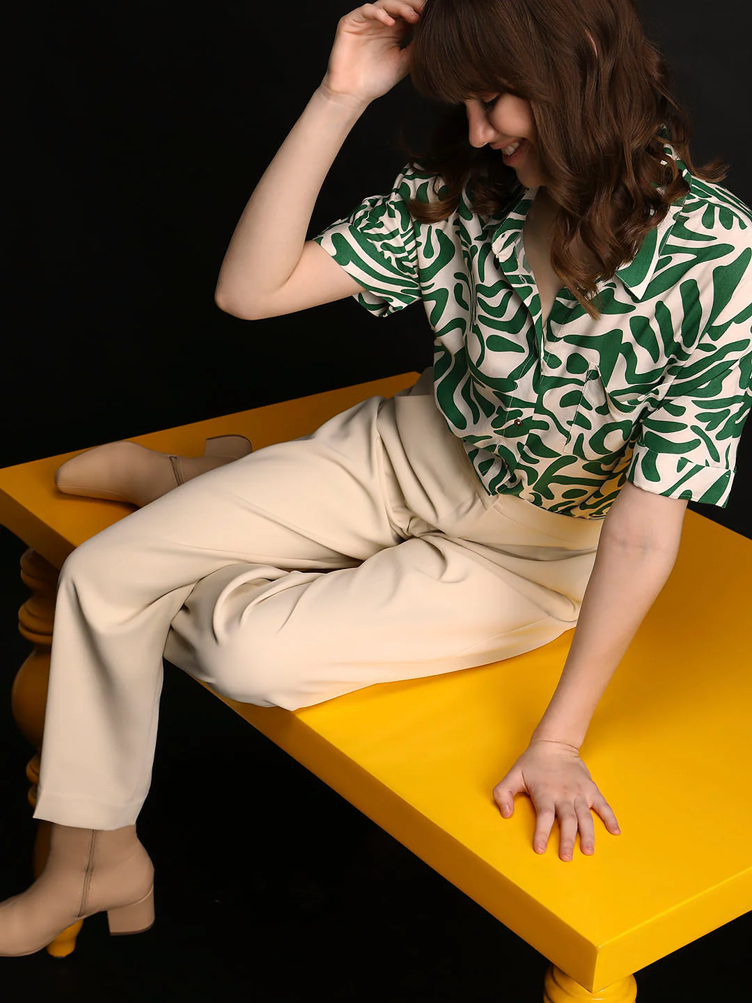 Green Abstract Print Shirt