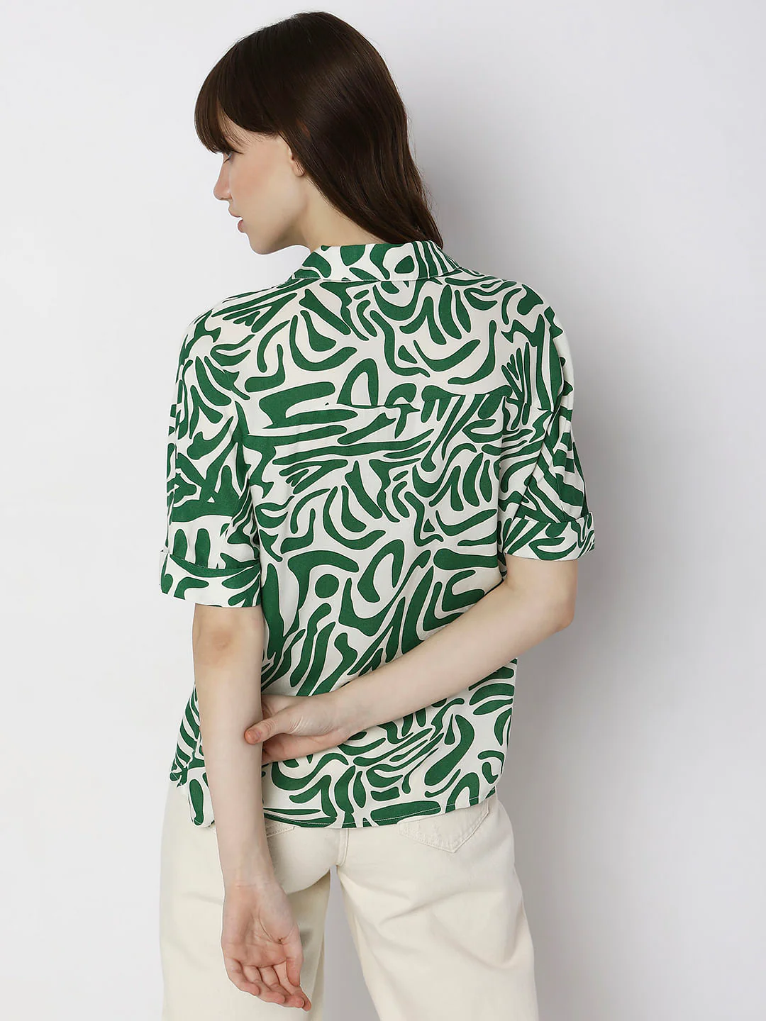 Green Abstract Print Shirt - Image 4