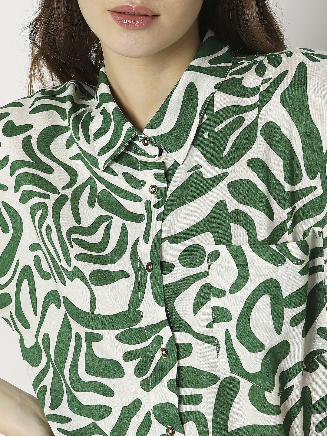 Green Abstract Print Shirt - Image 6