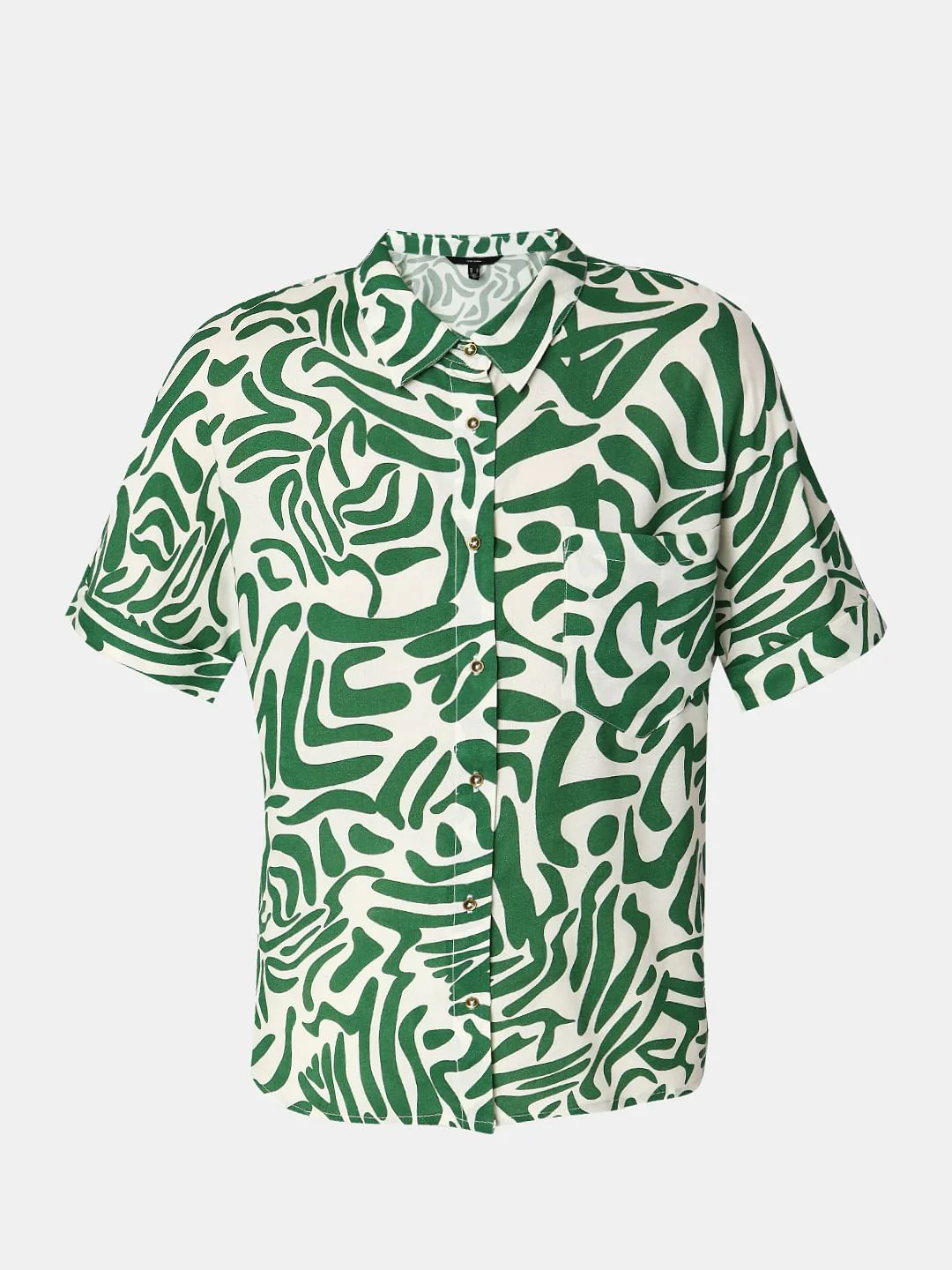 Green Abstract Print Shirt - Image 7