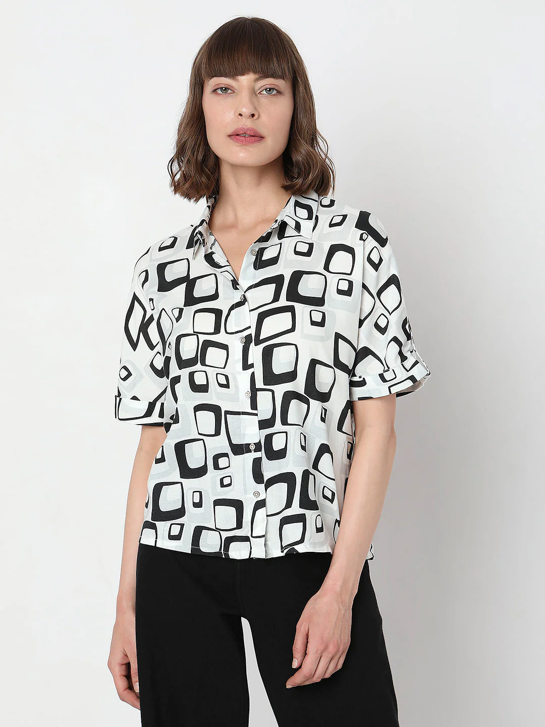 White Monochrome Printed Shirt - Image 2