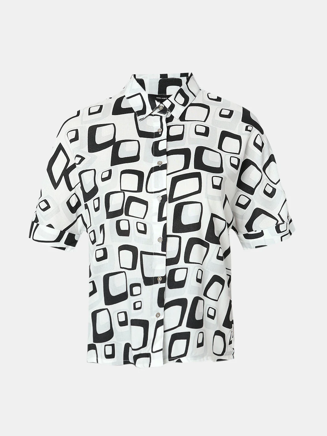 White Monochrome Printed Shirt - Image 7