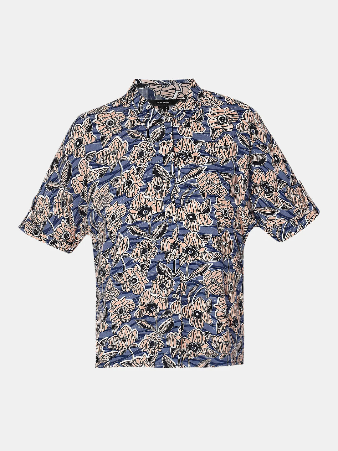 Blue Floral Print Casual Shirt - Image 7