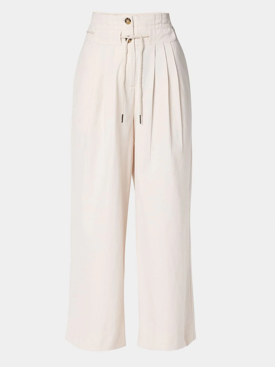 Beige High Rise Pleated Pants - Image 7