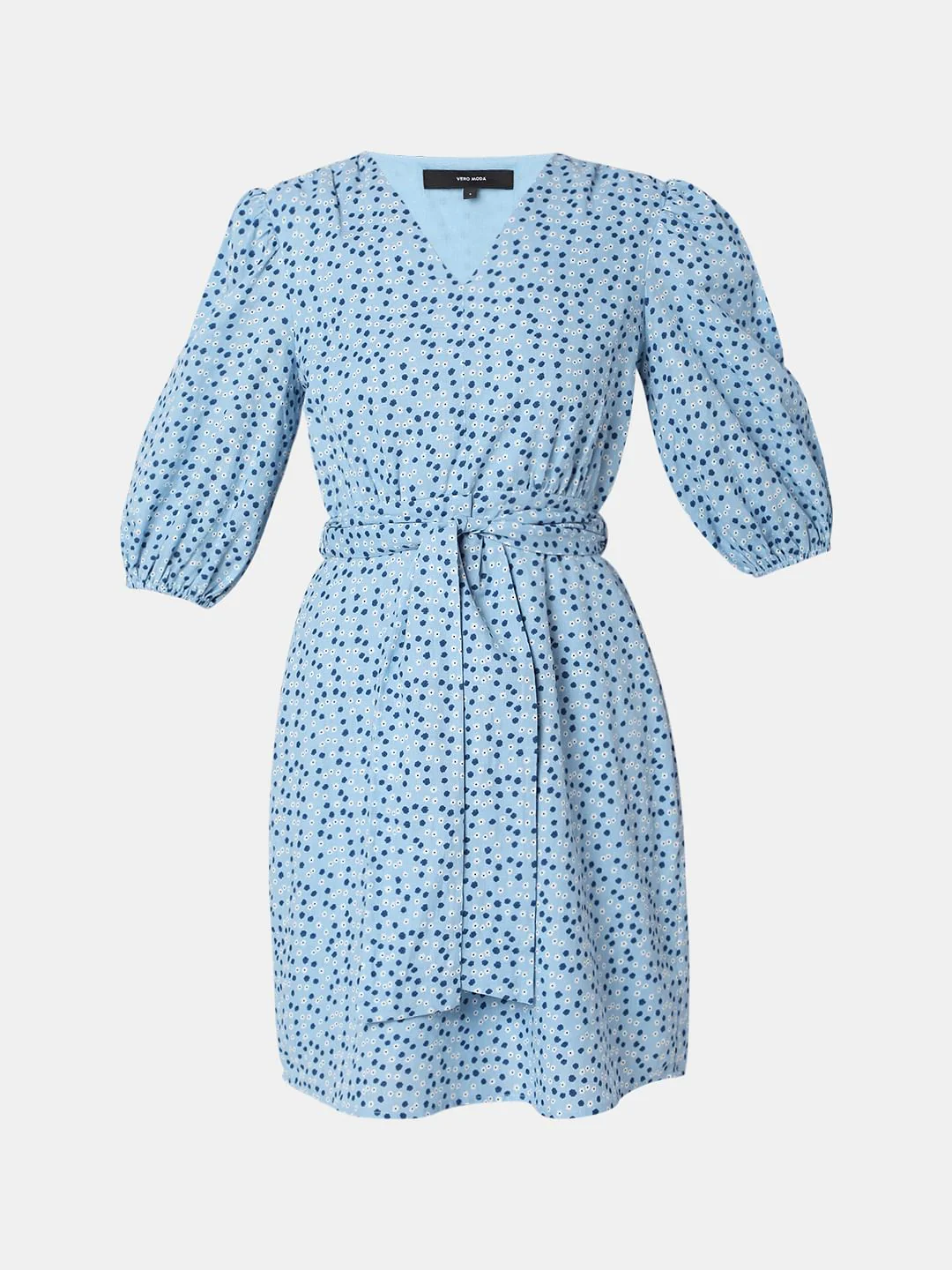 Blue Floral Fit & Flare Dress - Image 7