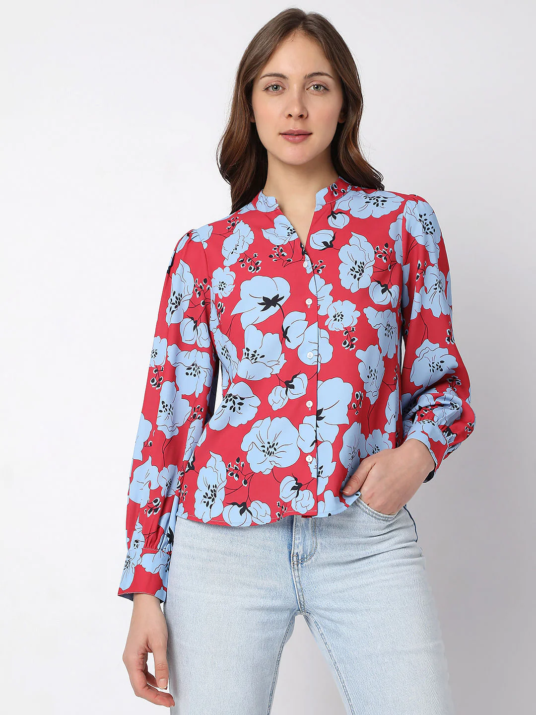 Red Floral Print Shirt - Image 2