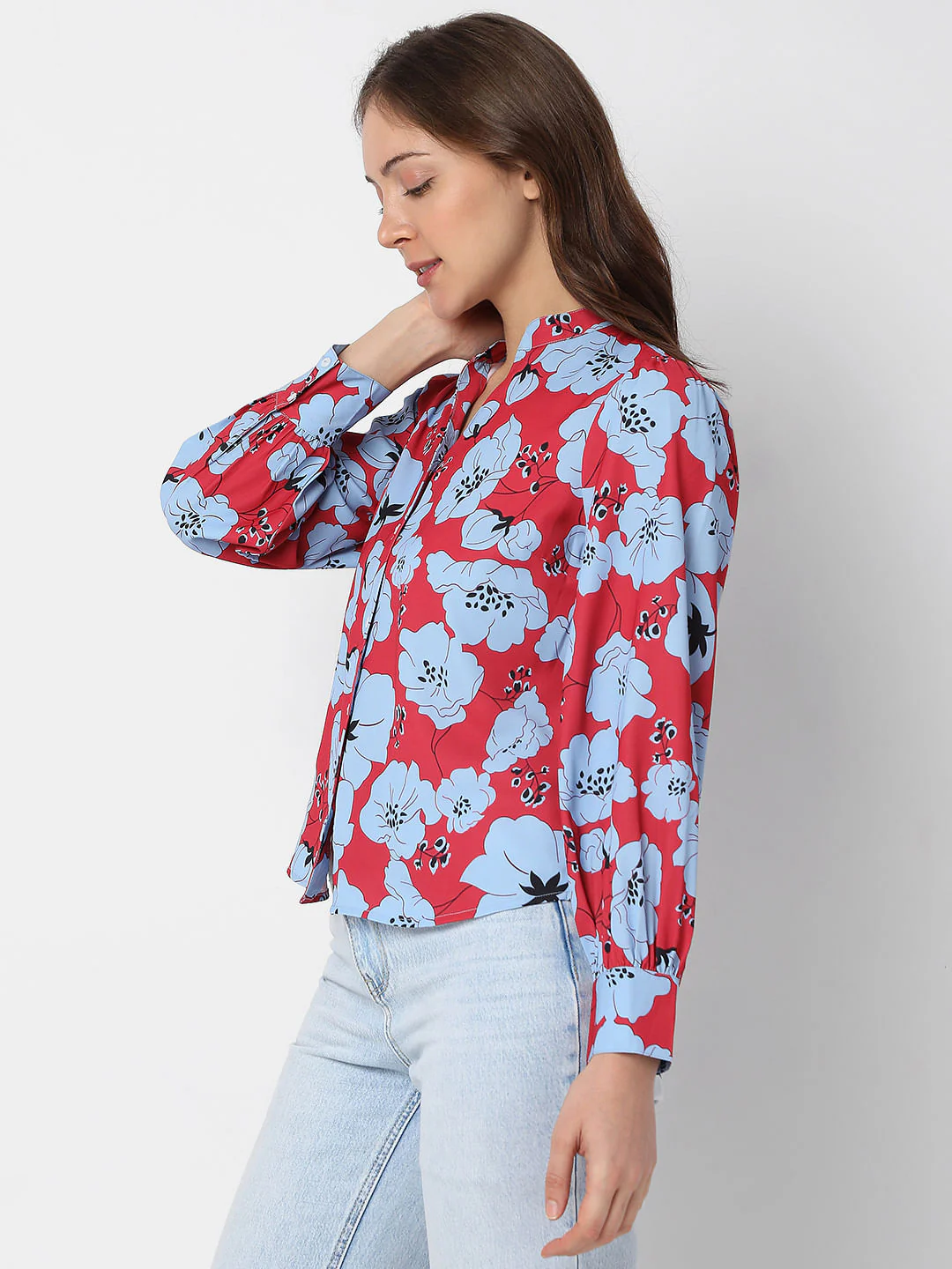 Red Floral Print Shirt - Image 3