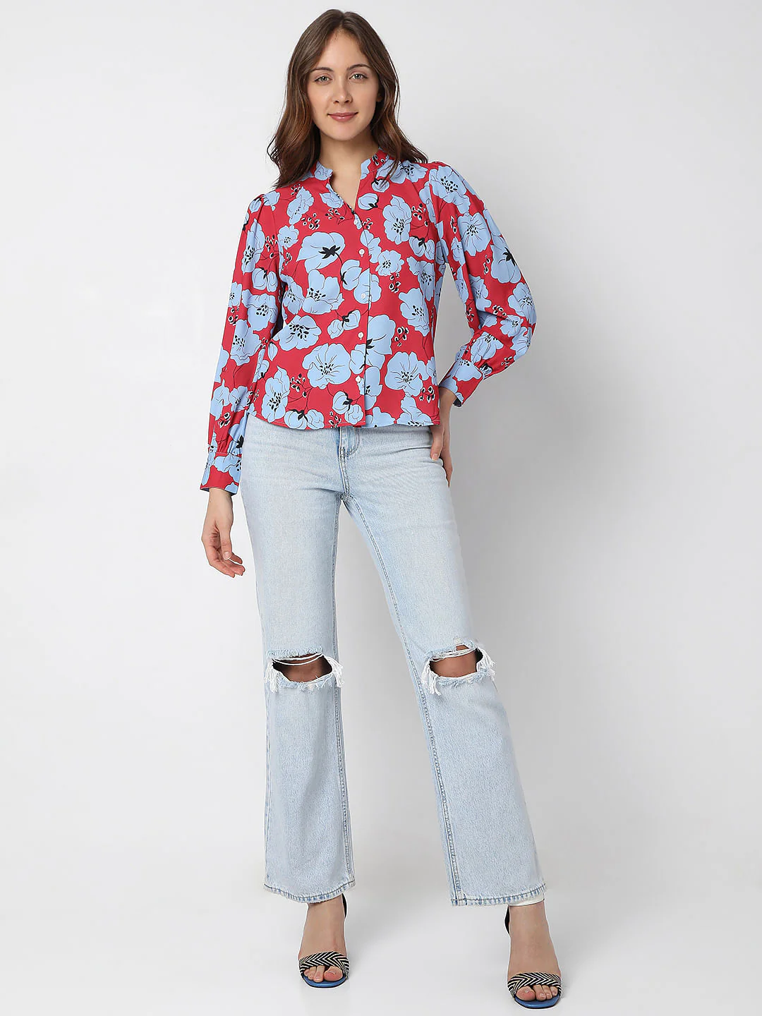 Red Floral Print Shirt - Image 5