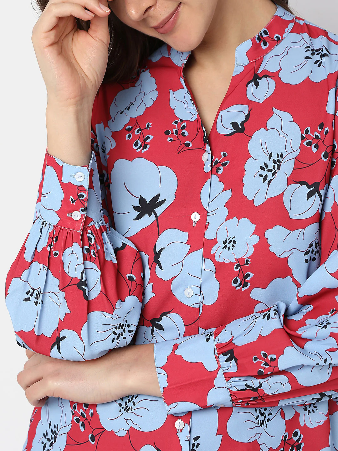 Red Floral Print Shirt - Image 6