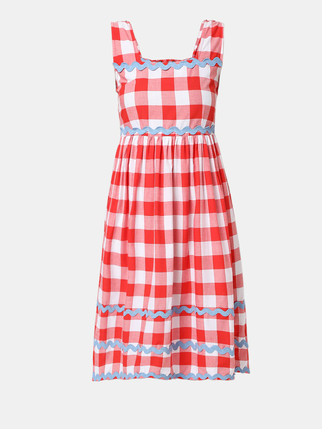 Red Check Midi Dress - Image 6