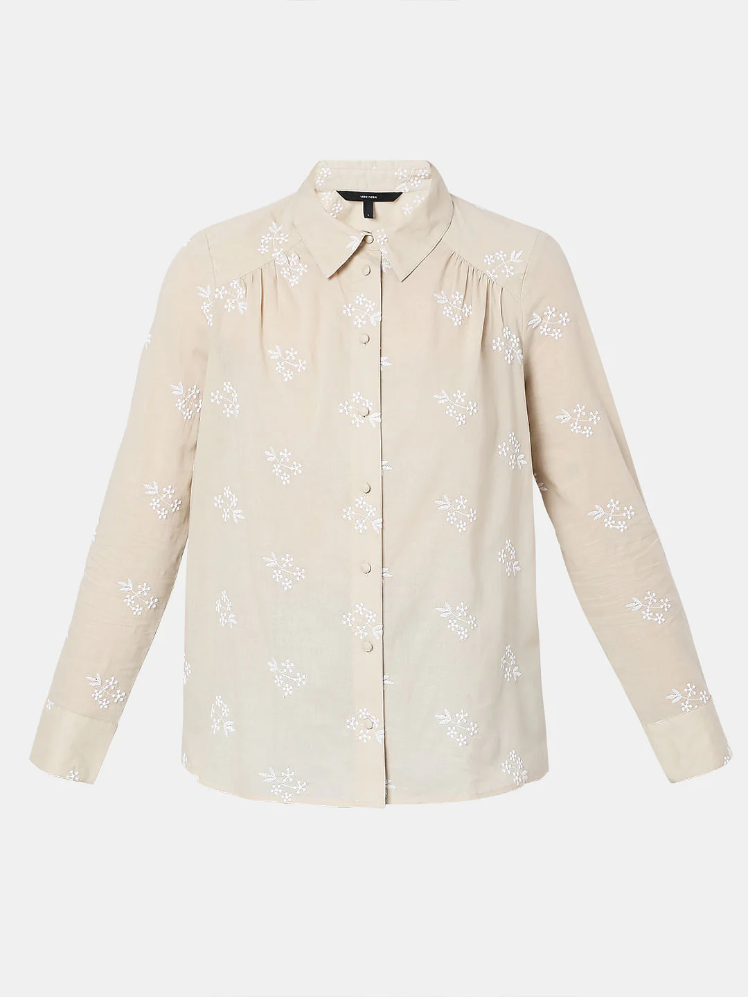 Beige Floral Embroidered Shirt - Image 7