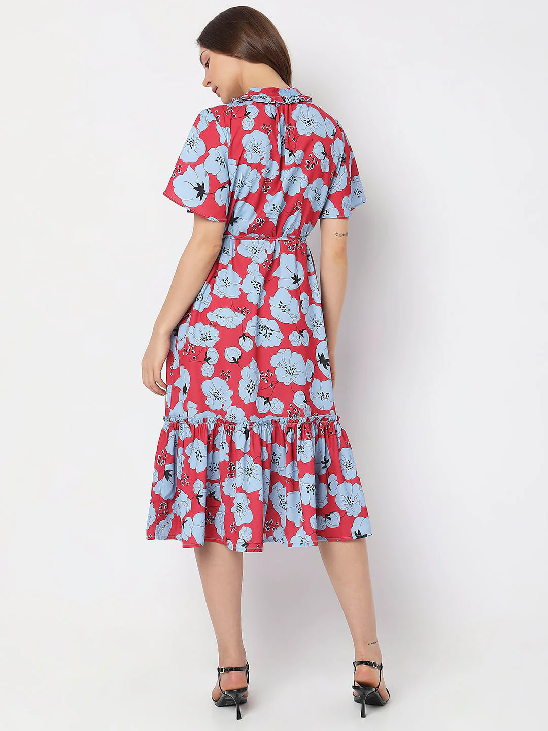 Red Floral Midi Dress - Image 4