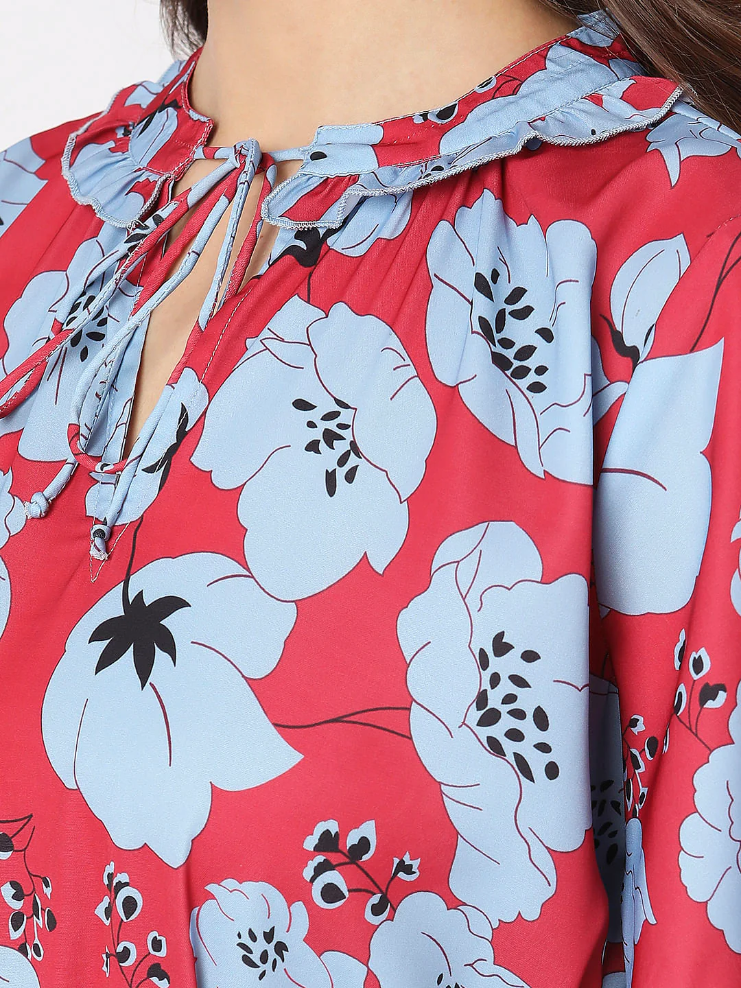 Red Floral Midi Dress - Image 7