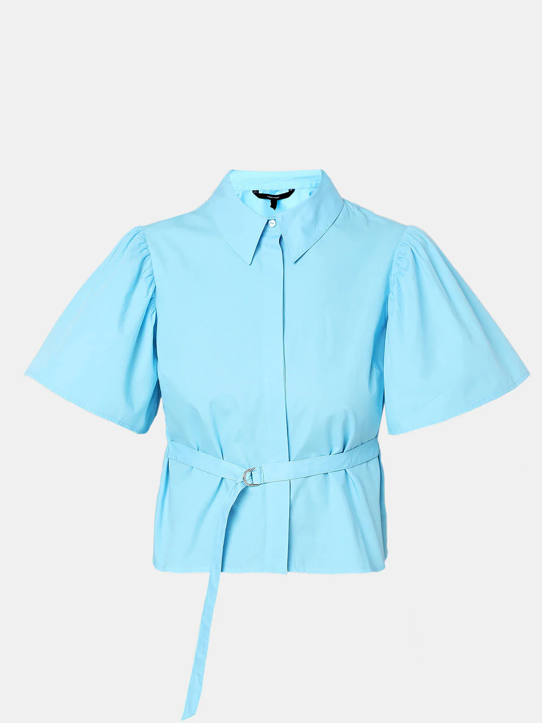 Blue Flared Cropped Shirt - Image 7