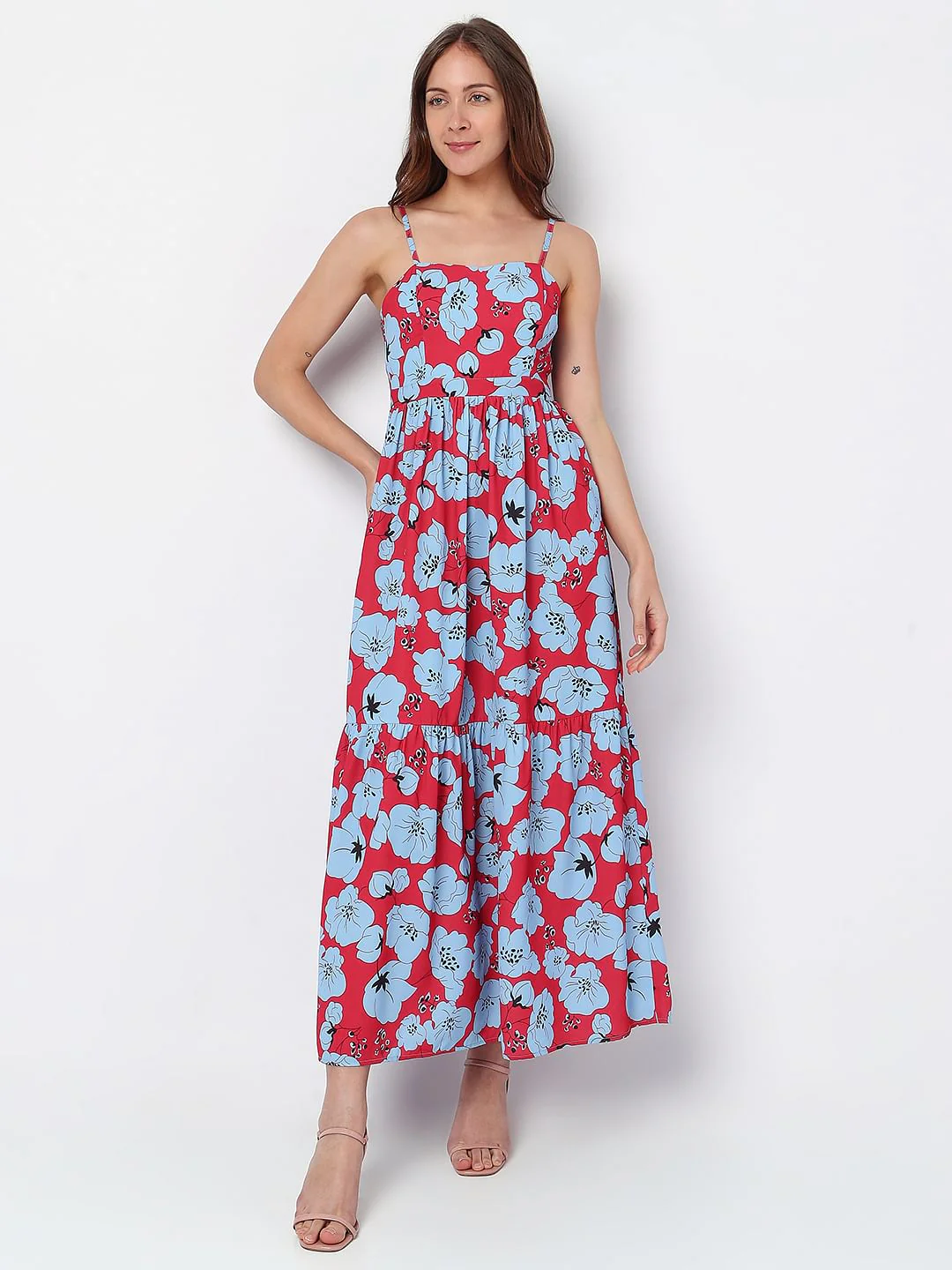 Red Floral Maxi Dress - Image 2