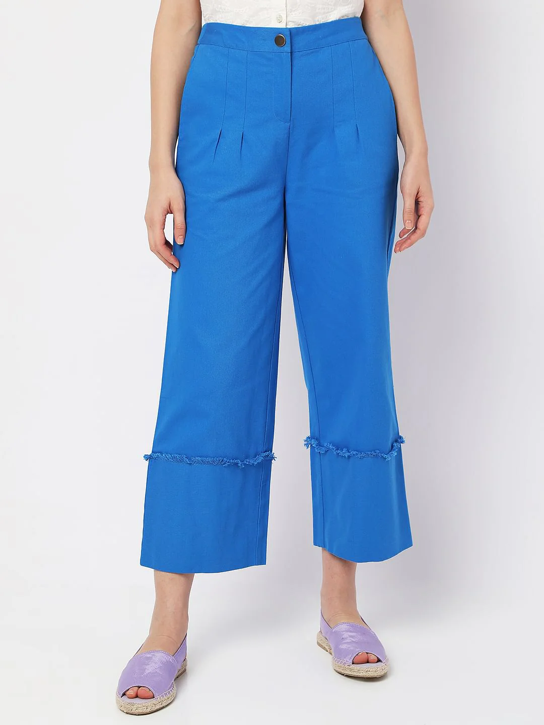 Blue High Rise Flared Pants - Image 2
