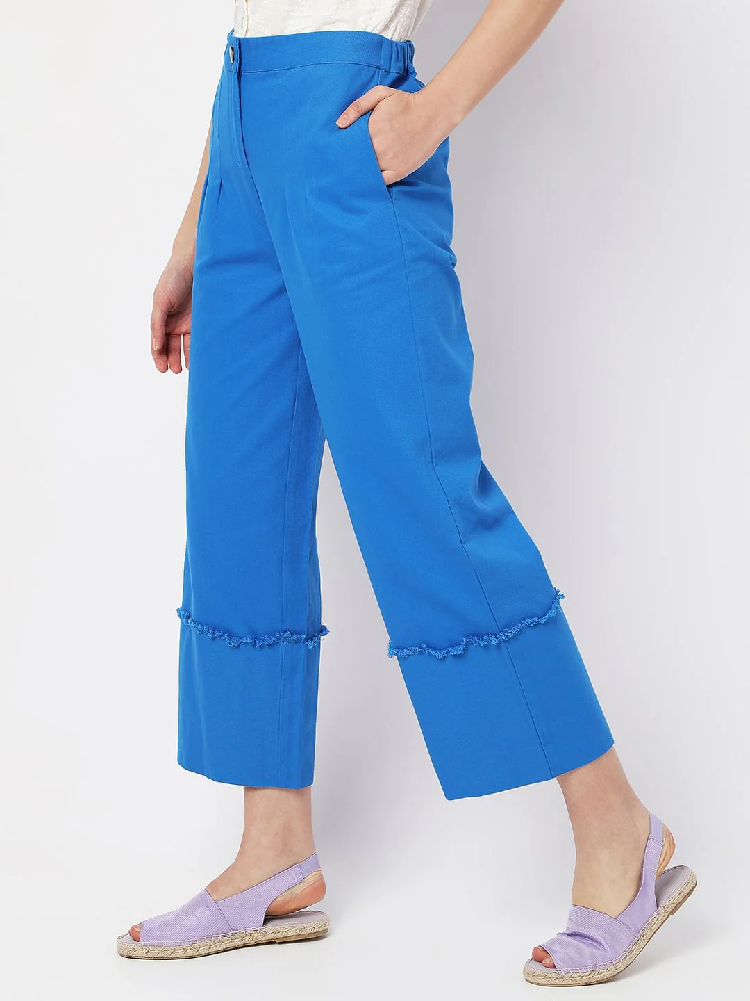 Blue High Rise Flared Pants - Image 3