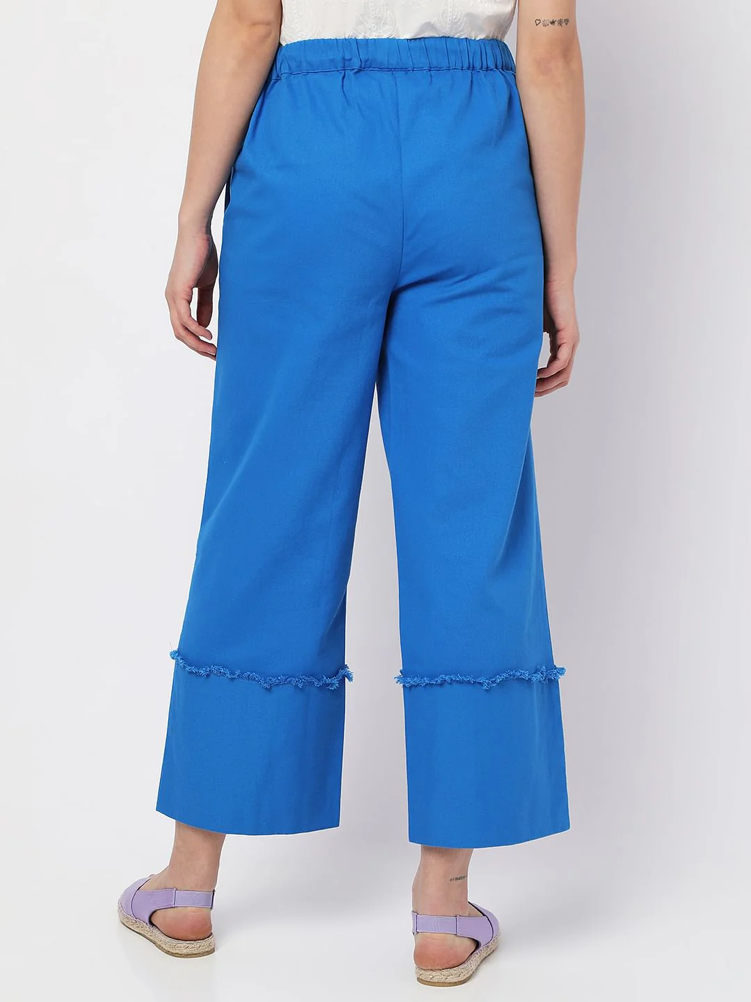Blue High Rise Flared Pants - Image 4