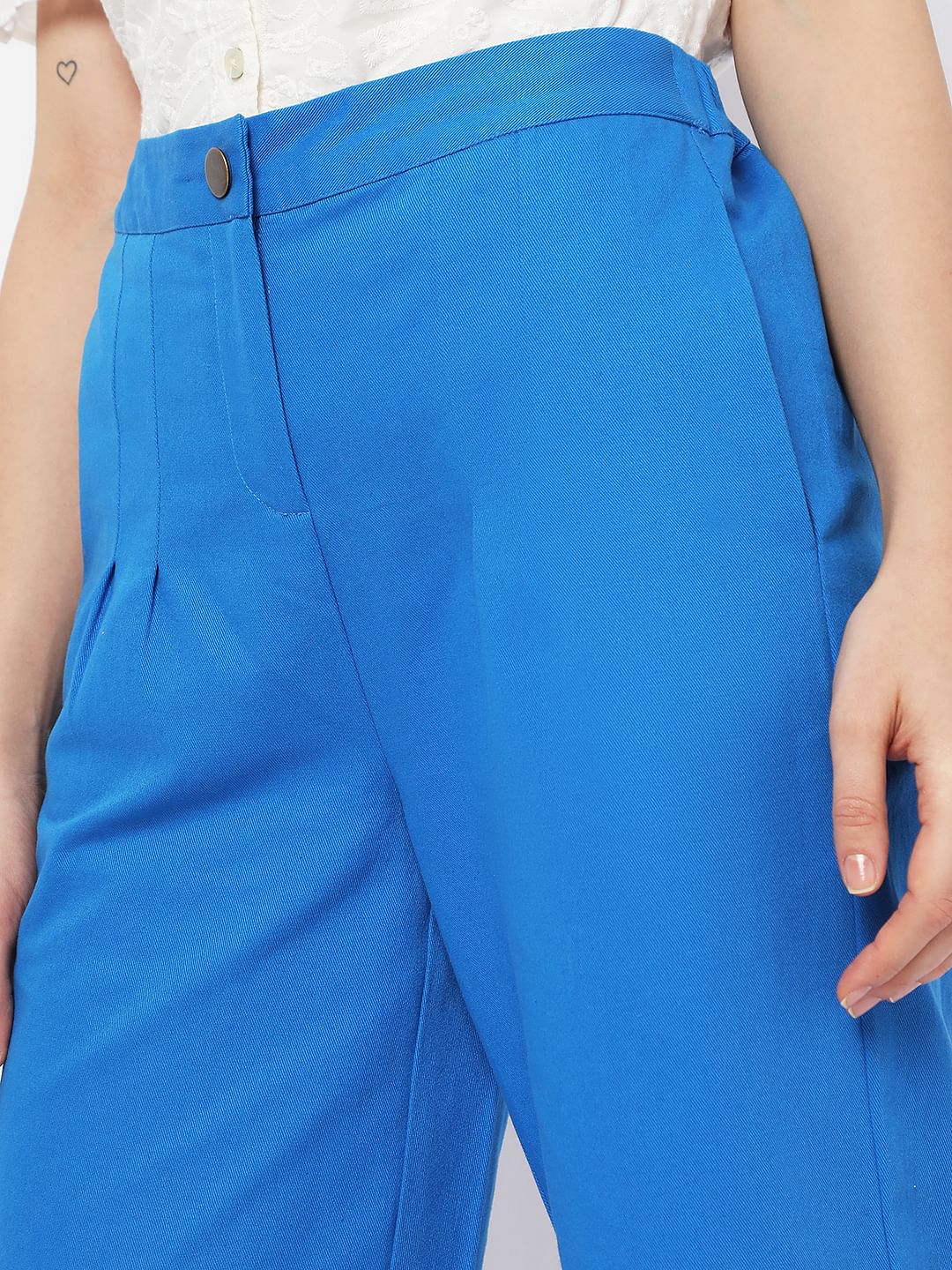 Blue High Rise Flared Pants - Image 5