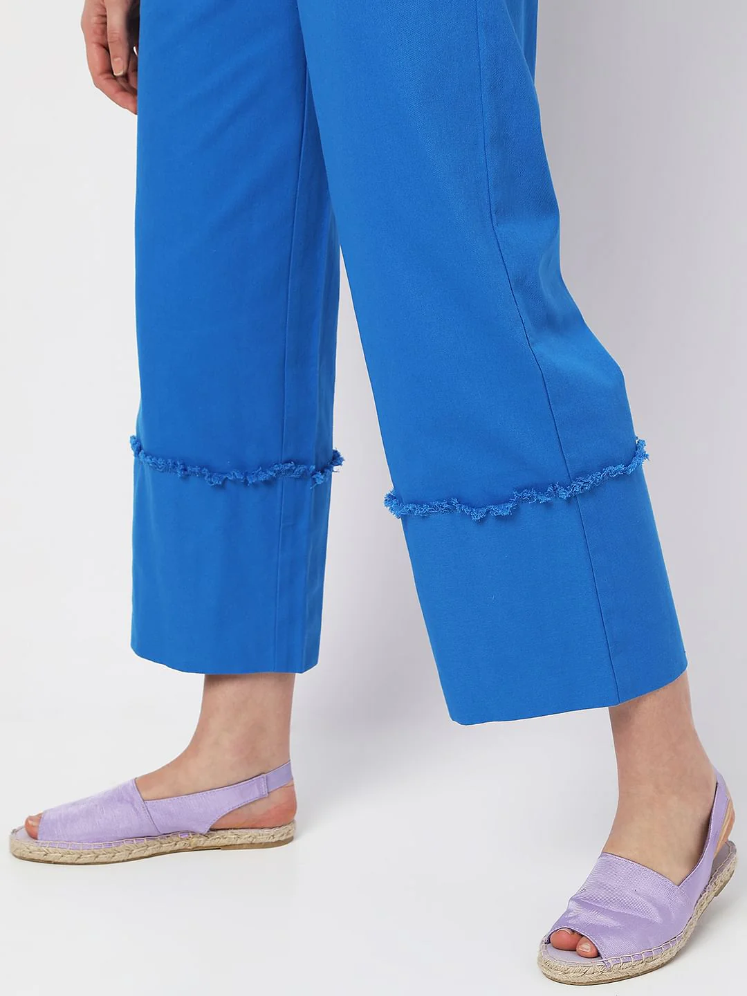Blue High Rise Flared Pants - Image 8
