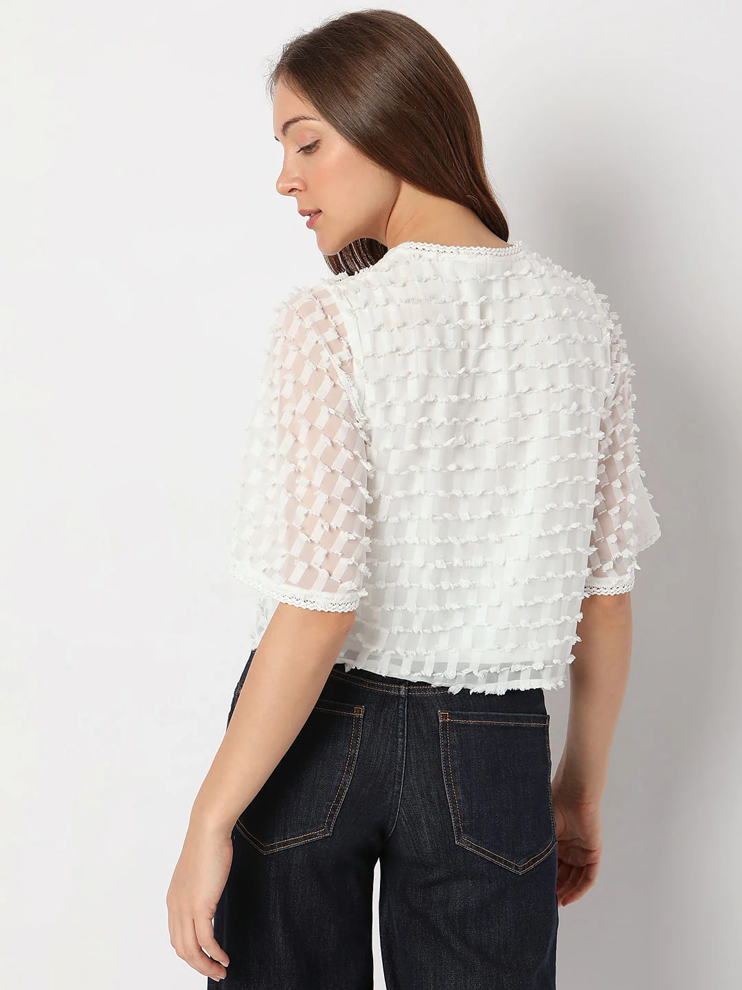 White Textured Lace Top - Image 4