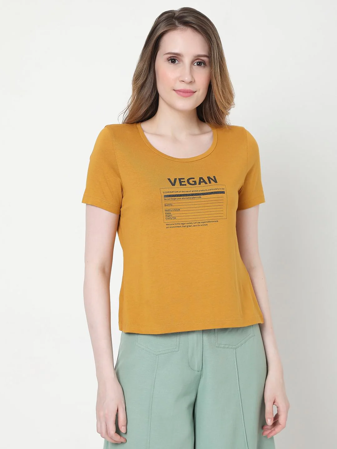 Brown Vegan Print T-Shirt - Image 2