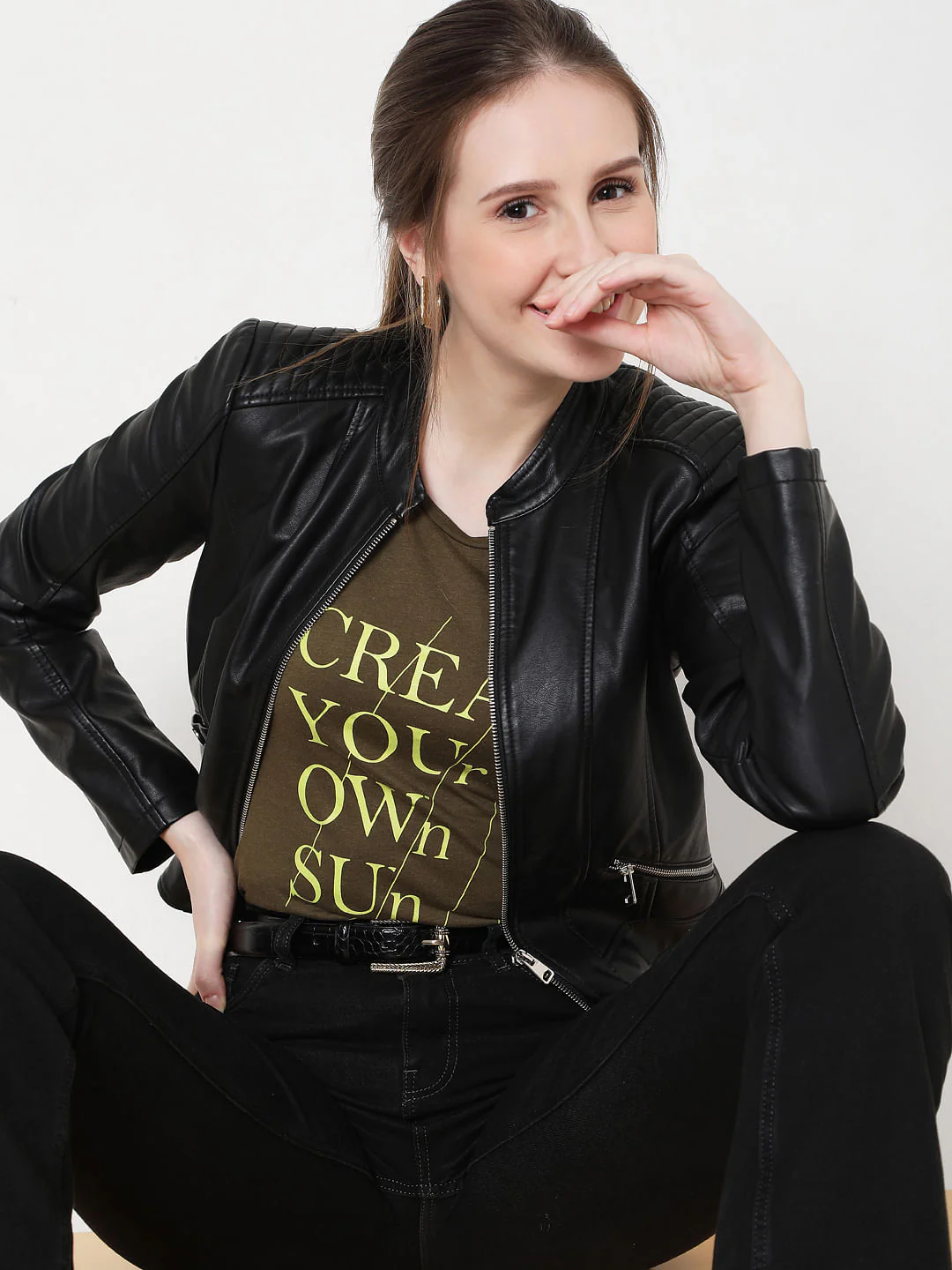 Green Slogan Print T-Shirt