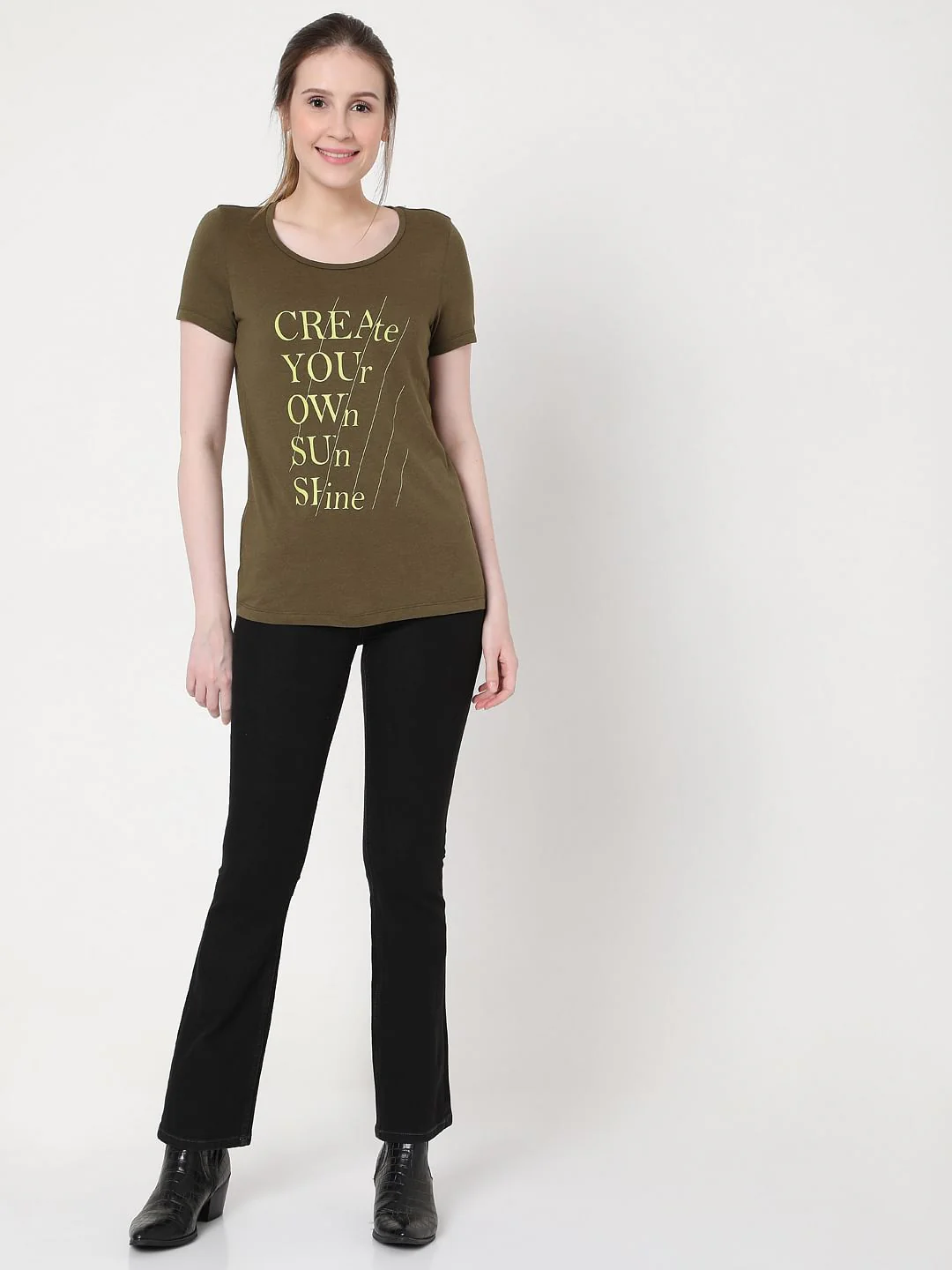 Green Slogan Print T-Shirt - Image 5