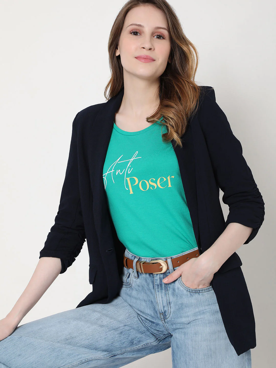 Green Text Print T-Shirt