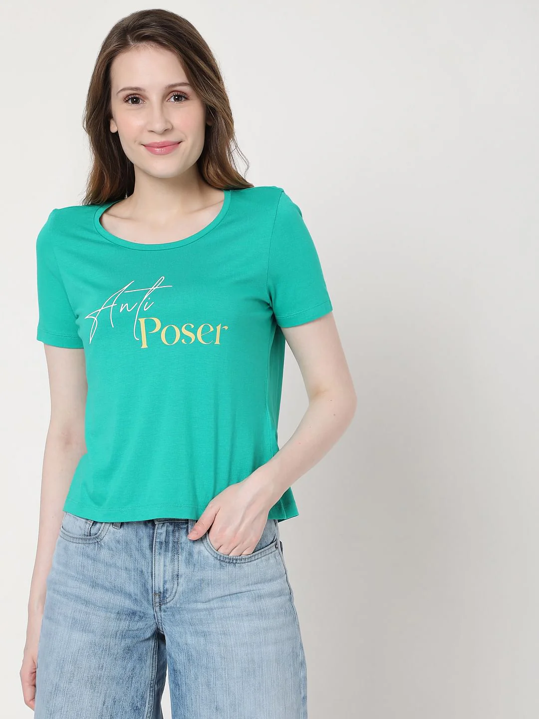 Green Text Print T-Shirt - Image 2